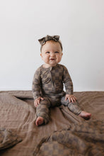 Load image into Gallery viewer, Bamboo Zip Pajamas | Faded Brown Checkerboard: 6-12 Months