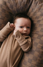 Load image into Gallery viewer, Bamboo Zip Pajamas | Ribbed Milk Chocolate: 3-6 Months