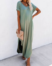 Load image into Gallery viewer, V-Neck Pocketed Maxi Shirt Dress: Grass Green / XL