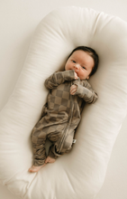 Load image into Gallery viewer, Bamboo Zip Pajamas | Faded Brown Checkerboard: 12-18 Months