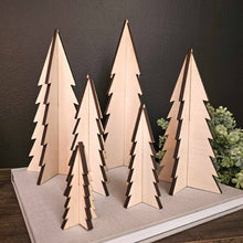 Load image into Gallery viewer, Wood 3D Blank Unfinished Trees Holiday Christmas Decor Craft: 3&quot;
