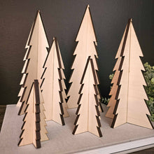 Load image into Gallery viewer, Wood 3D Blank Unfinished Trees Holiday Christmas Decor Craft: 3&quot;
