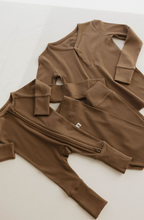 Load image into Gallery viewer, Bamboo Zip Pajamas | Ribbed Milk Chocolate: 3-6 Months
