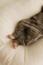 Load image into Gallery viewer, Bamboo Zip Pajamas | Faded Brown Checkerboard: 6-12 Months
