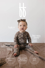 Load image into Gallery viewer, Bamboo Zip Pajamas | Faded Brown Checkerboard: 12-18 Months
