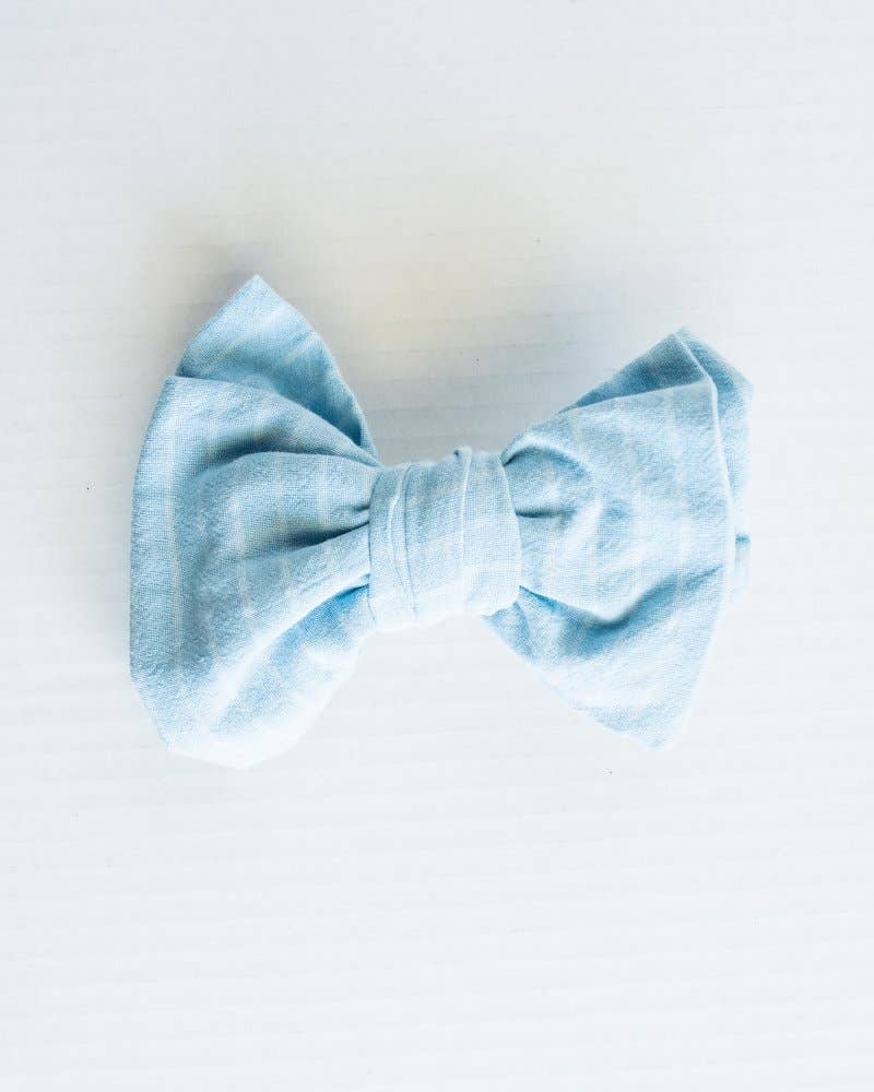 Blue Striped Stretch Bow