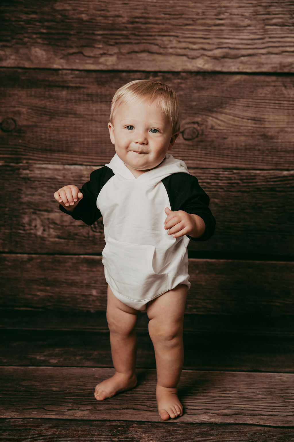 Black Sleeve Hooded Romper