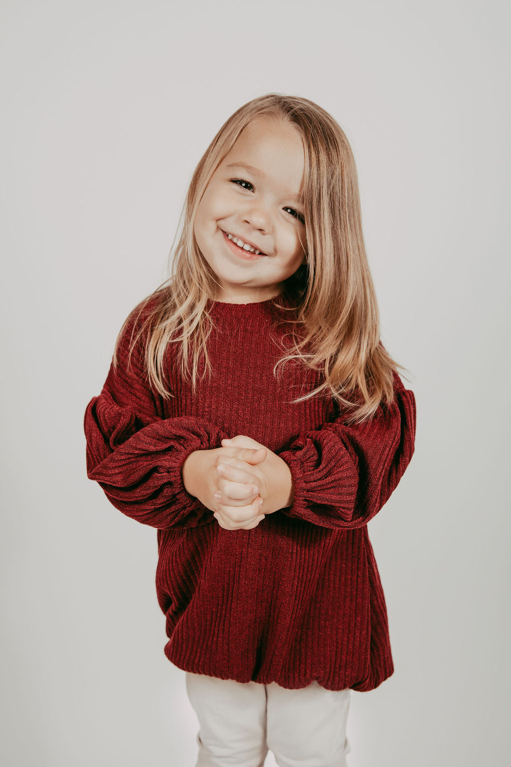 Burgundy Balloon Sleeve Sweater