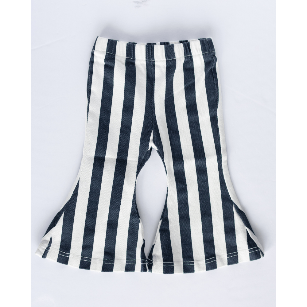 Boho Denim Bell Bottoms - Navy & White Stripe