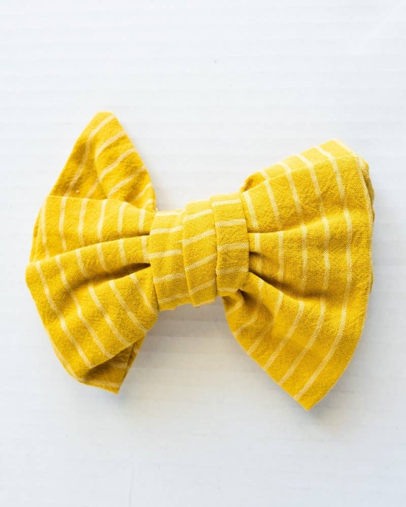 Yellow Striped Stretch Bow