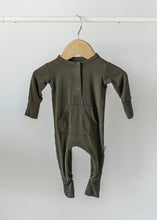 Load image into Gallery viewer, Dark Olive Long Sleeve Romper
