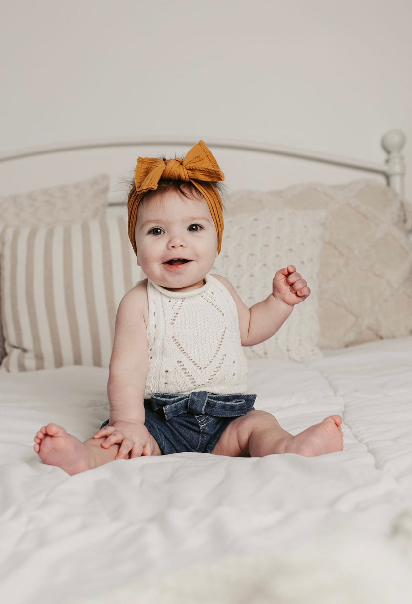 Crochet Halter Onesie - White