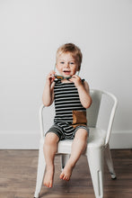 Load image into Gallery viewer, Black &amp; White Striped Romper
