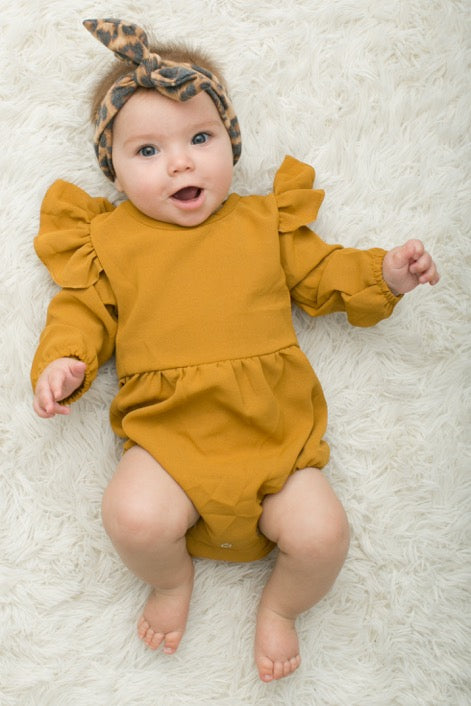 Long Sleeve Romper - Mustard